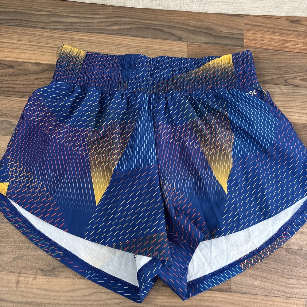 DSG Stride High Rise Shorts Womens XS Blue Geometric Print 3 Inch Inseam NEW